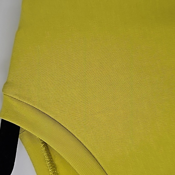 Express Chartreuse Scoop Neck Bodycon Dress Rusched Sides - Picture 5 of 17